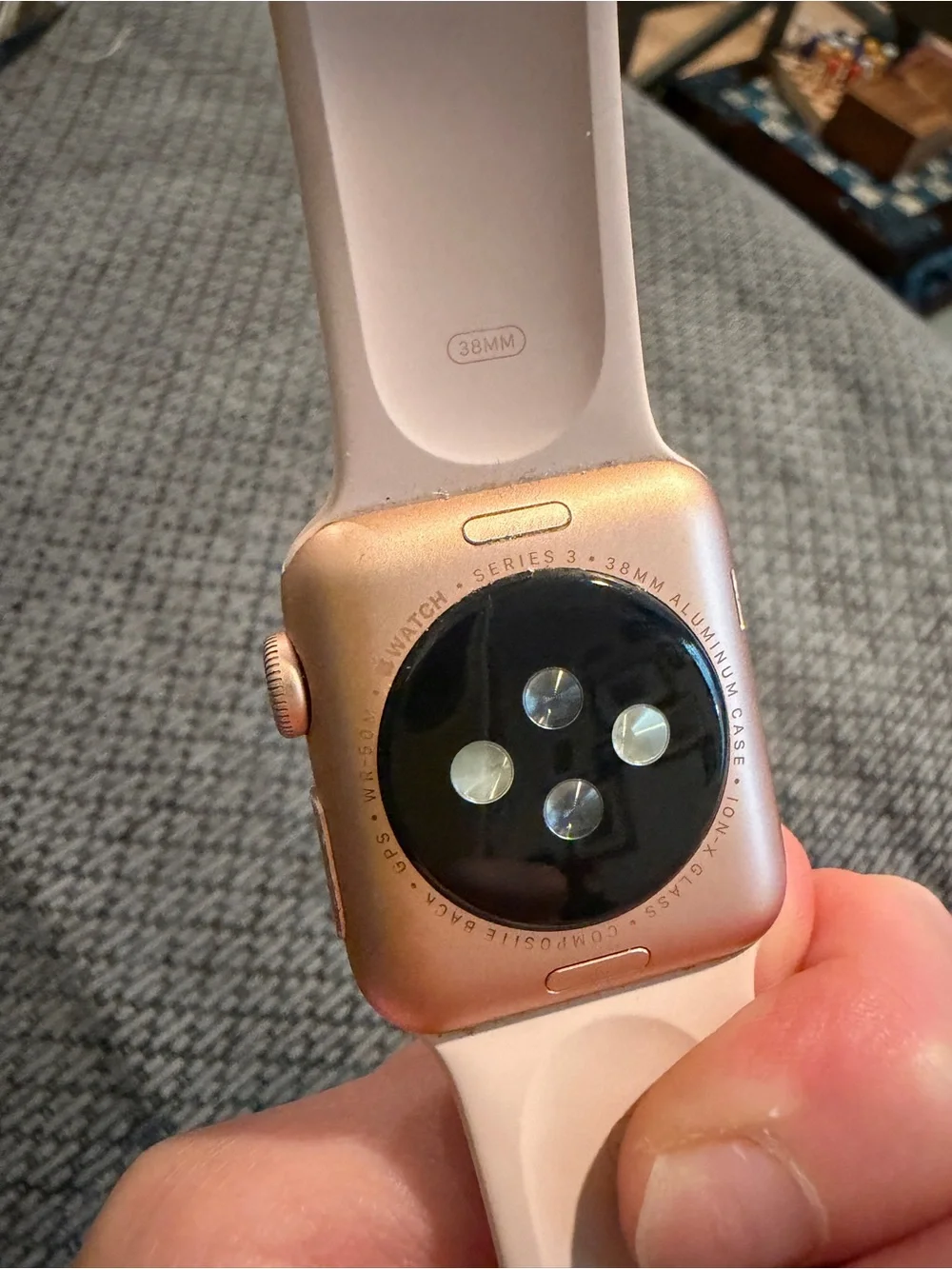 Apple Watch with Light Pink Sport Band